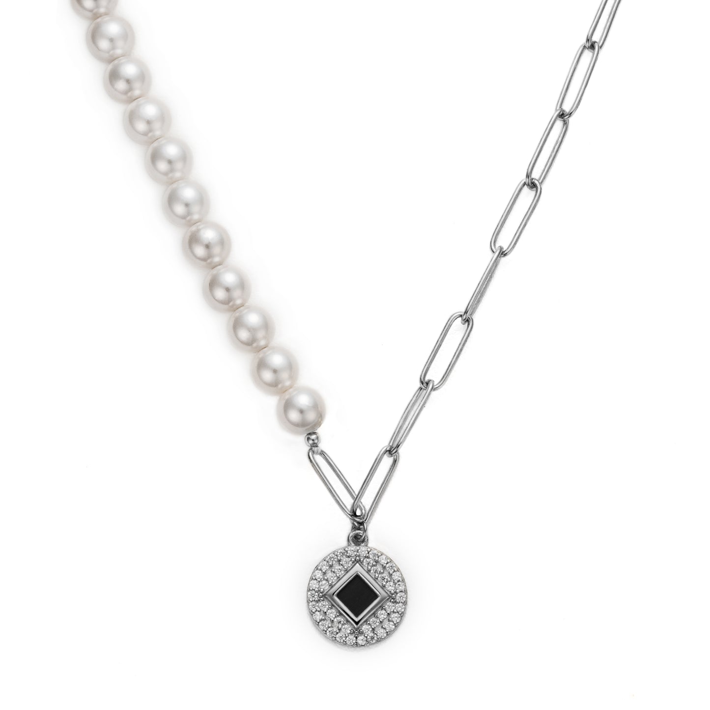 Graceful Harmony Half Link Pearl Necklace