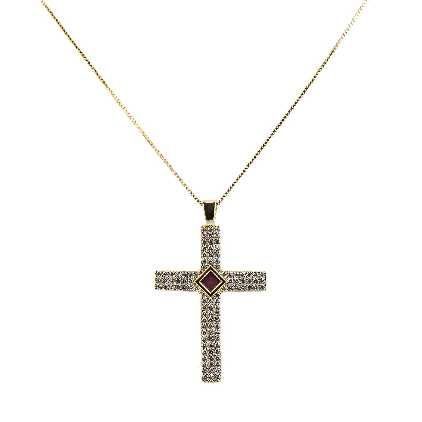 Gemstone Cross Gold with Diamond 1.1 carat (Color: G, Clarity: VS)