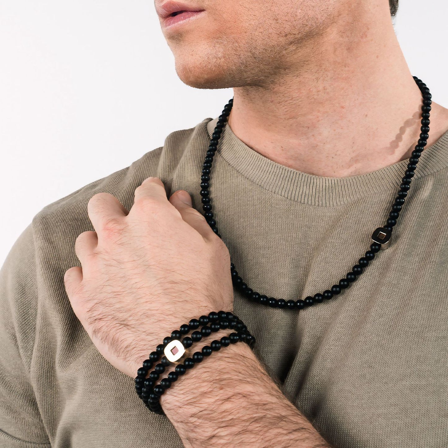 Black Agate Eagle Bracelet & Necklace Set
