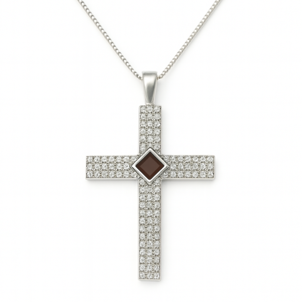 Gemstone Cross Gold with Diamond 1.1 carat (Color: G, Clarity: VS)