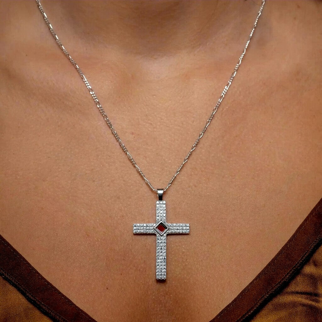 Gemstone Cross Necklace