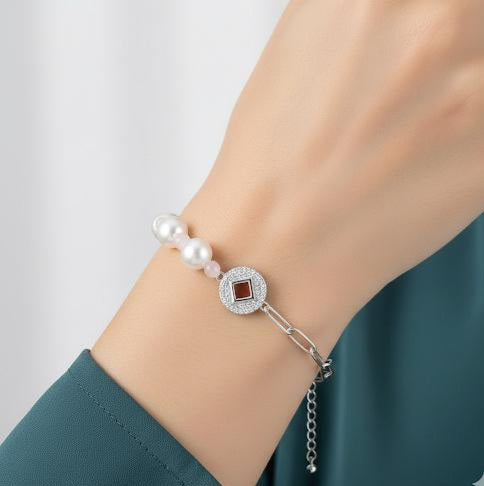 Graceful Harmony half Link Pearl Bracelet