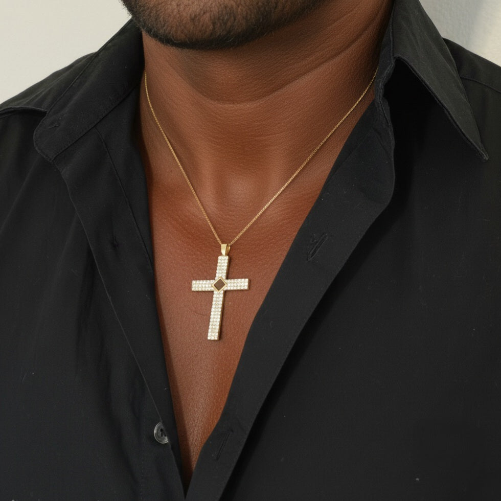 Gemstone Cross  Gold with Diamond 1.1 carat (Color: G, Clarity: VS)