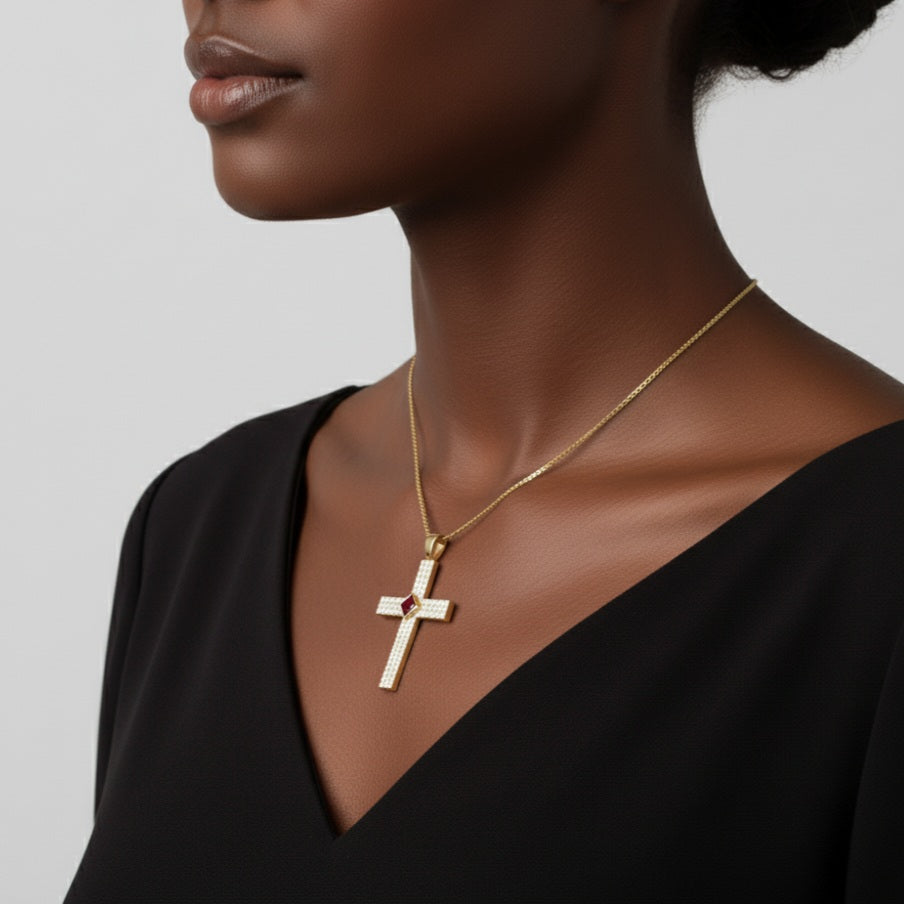 Gemstone Cross Necklace