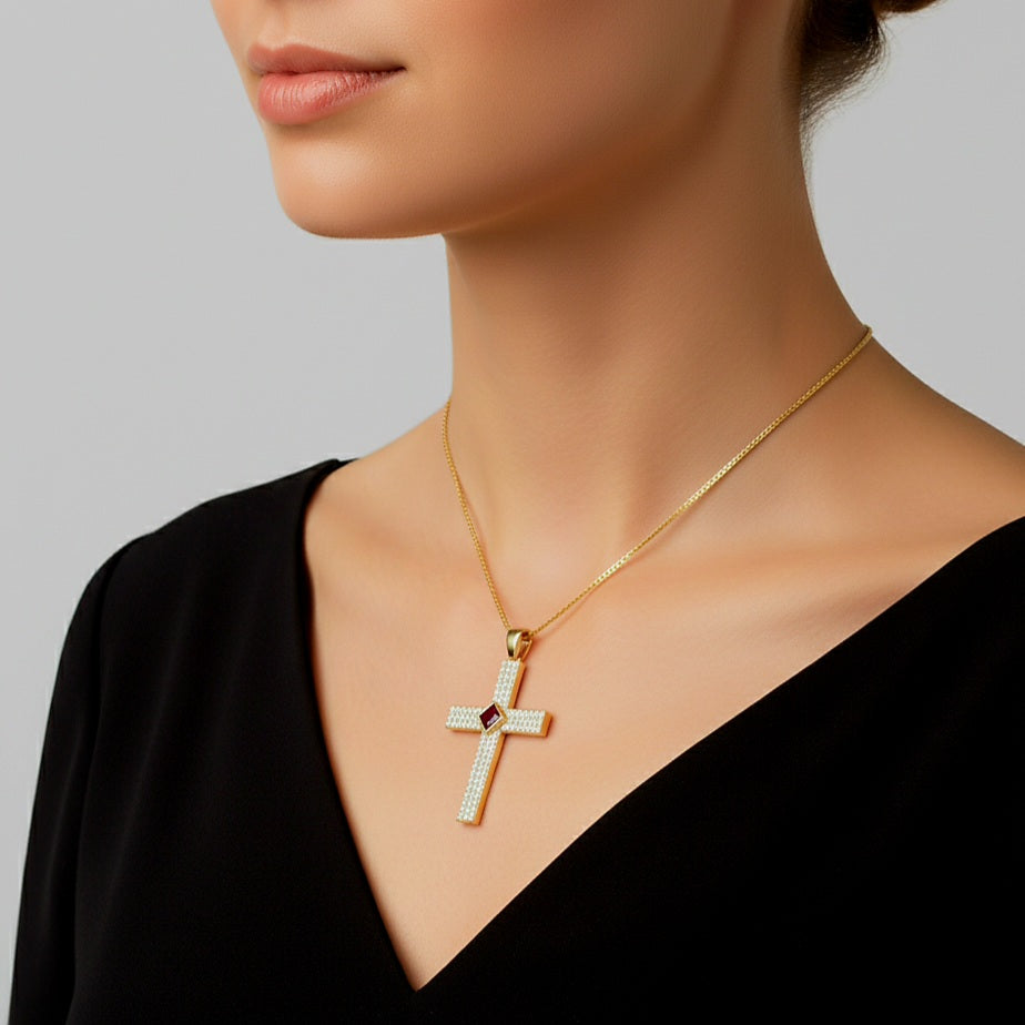 Gemstone Cross Necklace