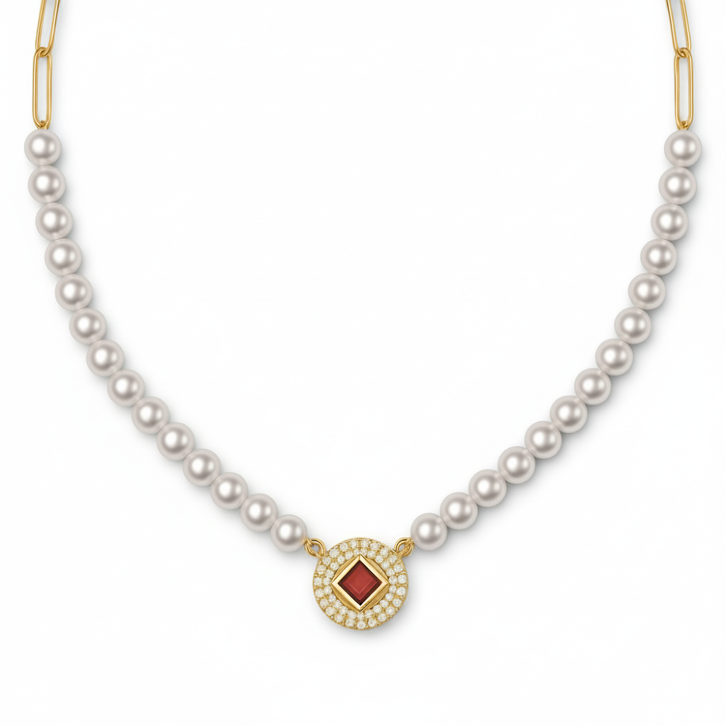 Half Link Pearl necklace