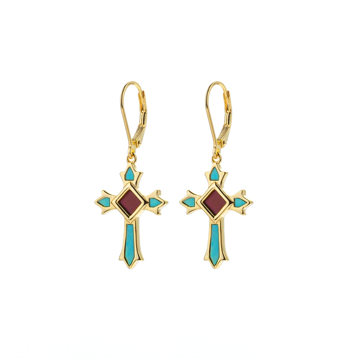 Celestial Cross Larimar Earrings