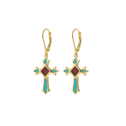 Celestial Cross Larimar Earrings