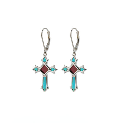 Celestial Cross Larimar Earrings