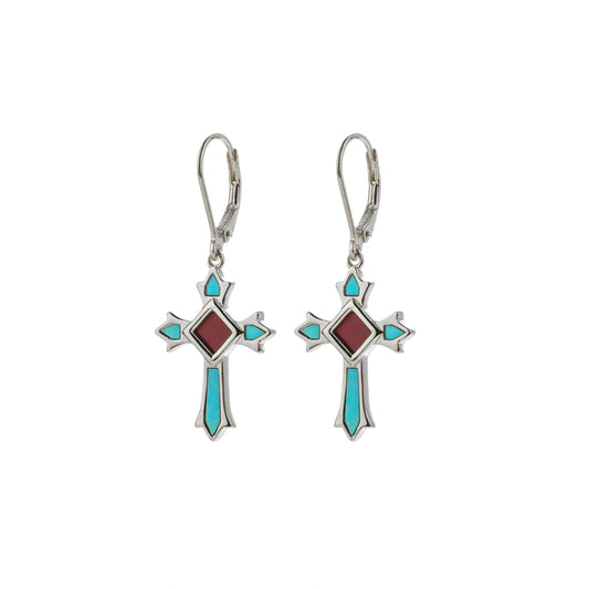 Celestial Cross Larimar Earrings