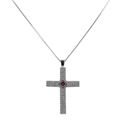 Gemstone Cross  Gold with Diamond 1.1 carat (Color: G, Clarity: VS)