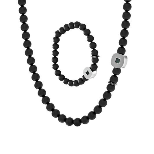 Black Agate Eagle Bracelet & Necklace Set