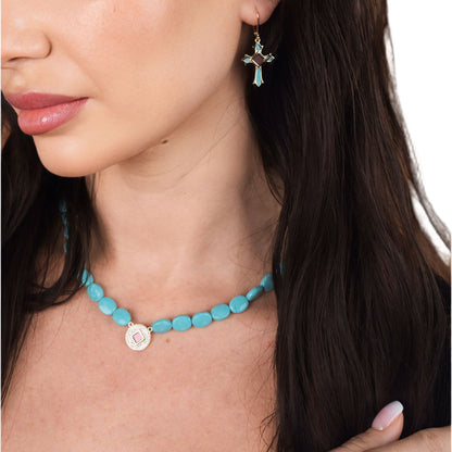 Celestial Cross Larimar Earrings