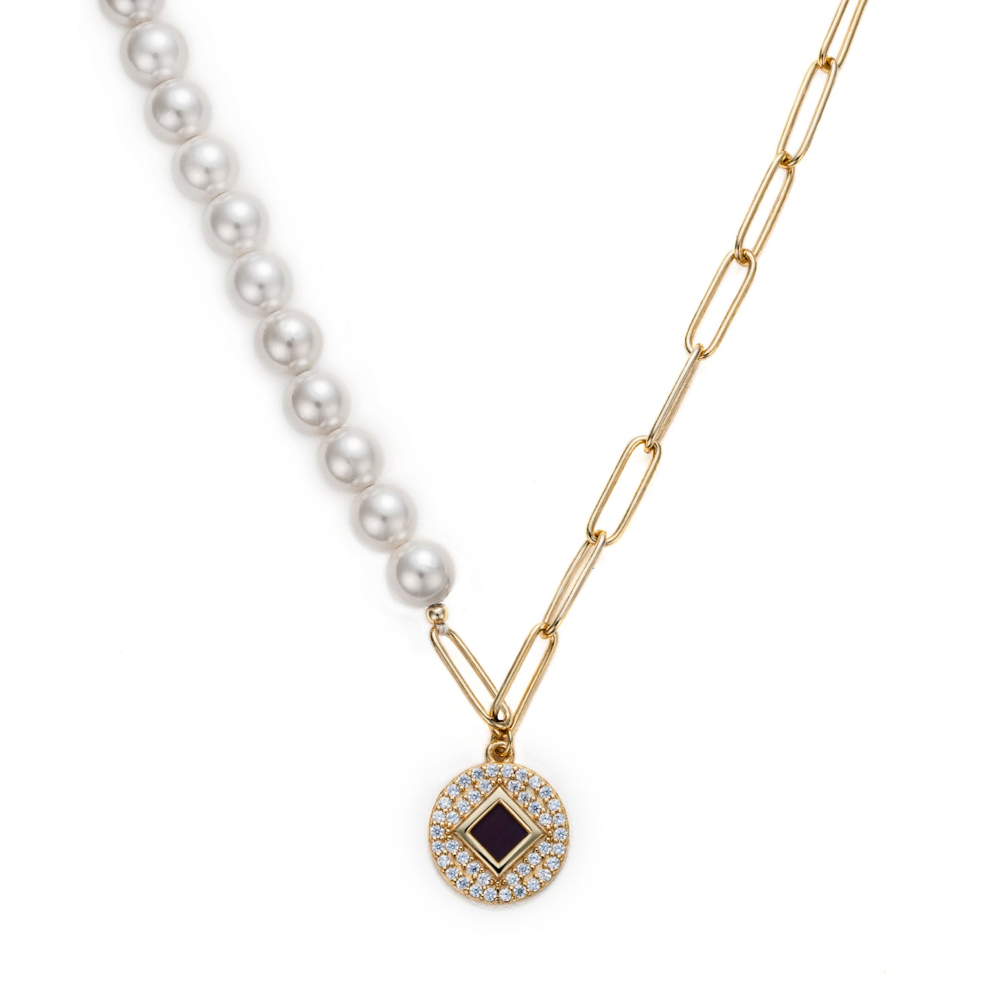 Graceful Harmony Half Link Pearl Necklace