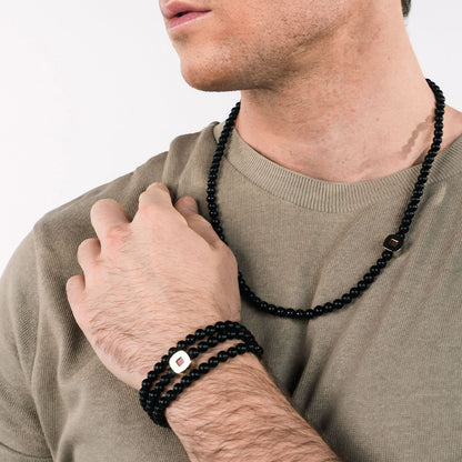 Black Agate Eagle Bracelet & Necklace Set