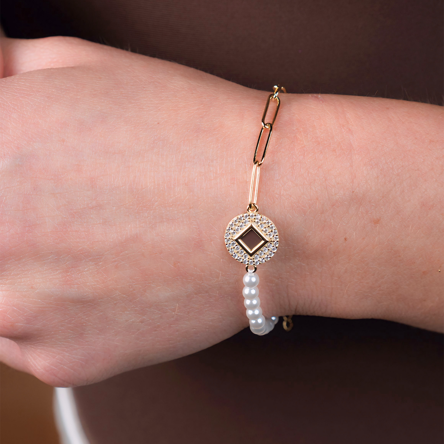 Graceful Harmony Half Link Pearl Bracelet & Necklace Set
