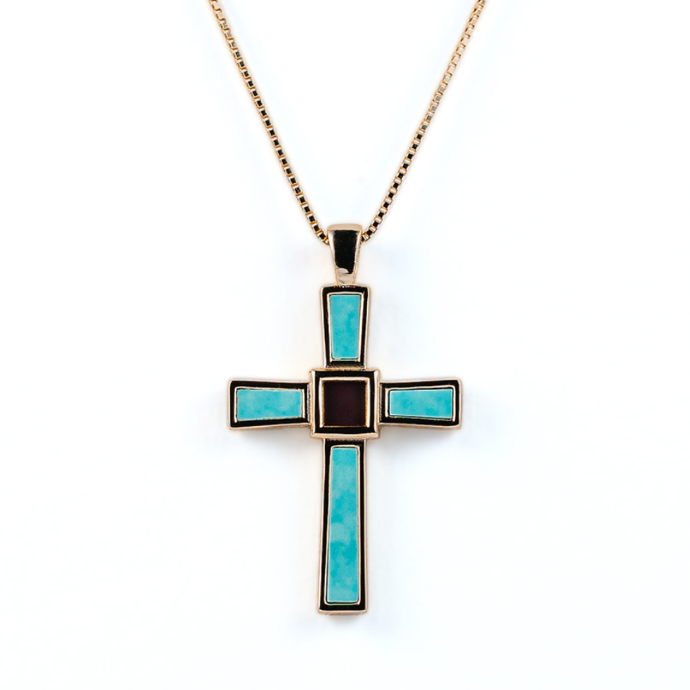 Holy World Larimar Cross Necklace