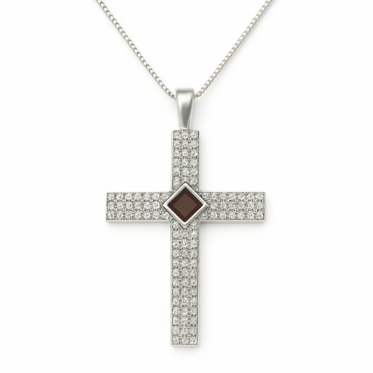 Gemstone Cross  Gold with Diamond 1.1 carat (Color: G, Clarity: VS)