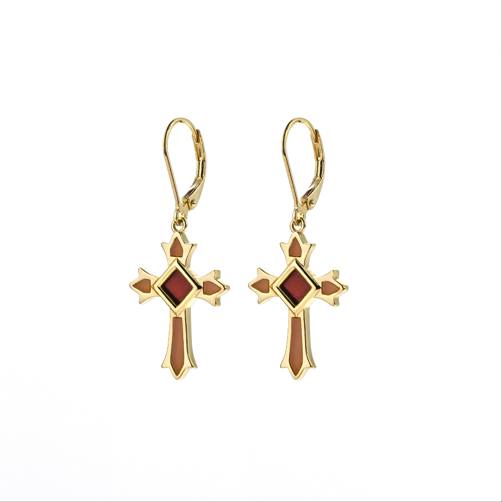 Celestial Cross Larimar Earrings