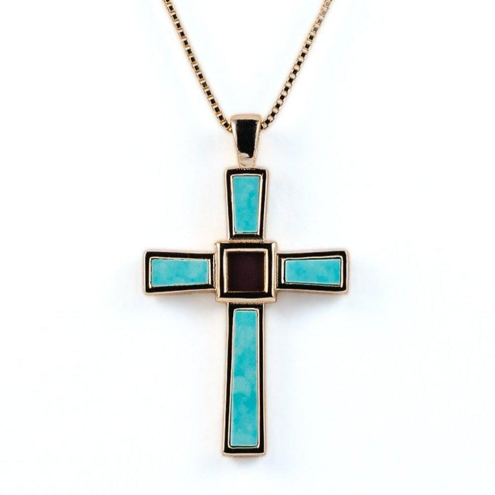 Holy World Larimar Cross Necklace