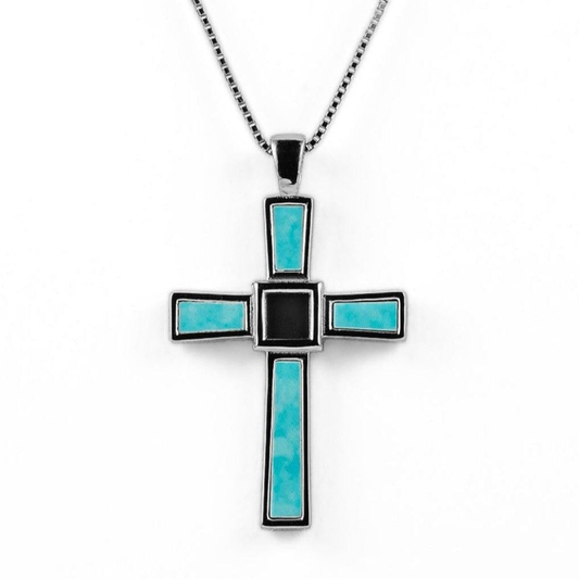 Holy World Larimar Cross Necklace