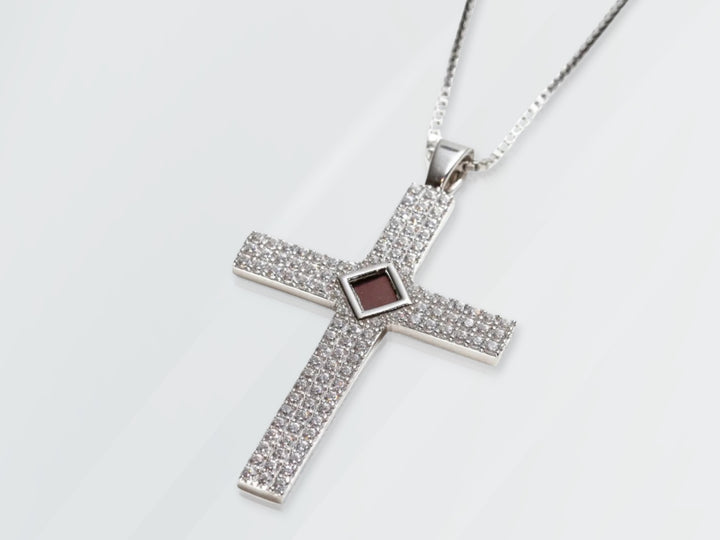 Gemstone Cross Necklace - 18K Gold / Sterling Silver