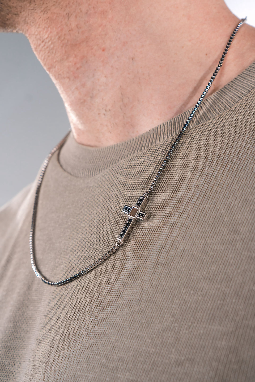 Black cross Necklace - Sterling Silver