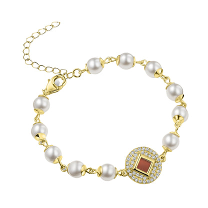 Golden Halo Pearl Bracelet