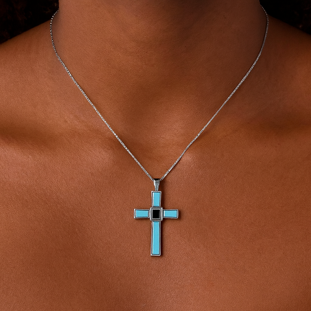 Holy World Larimar Cross Necklace