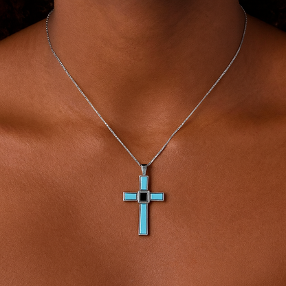 Holy World Larimar Cross Necklace