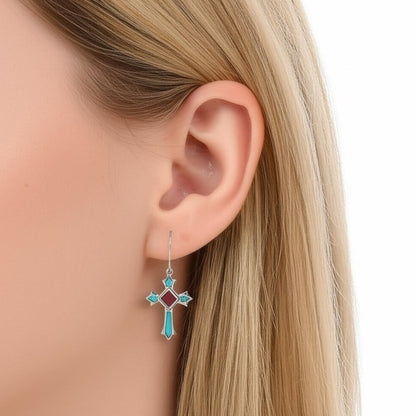 Celestial Cross Larimar Earrings