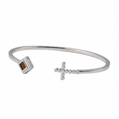 Spirit Cross Gold Bangle with Diamond 0.2 carat (Color: G, Clarity: VS)