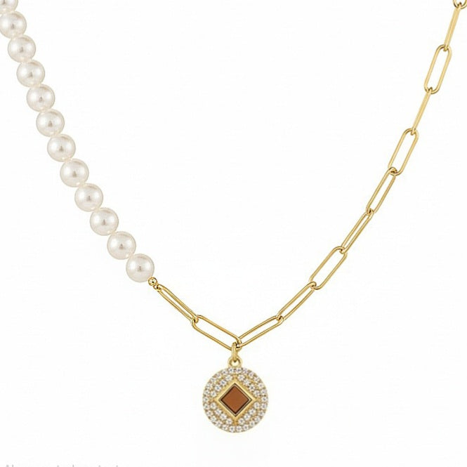 Graceful Harmony Half Link Pearl Necklace