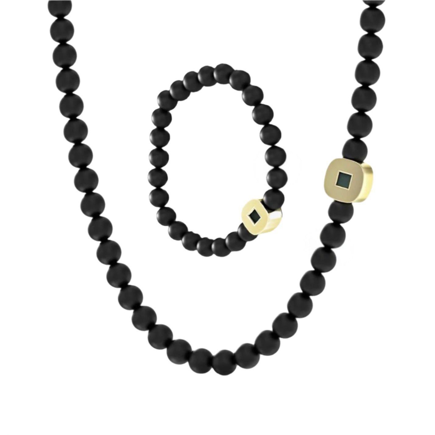 Black Agate Eagle Bracelet & Necklace Set