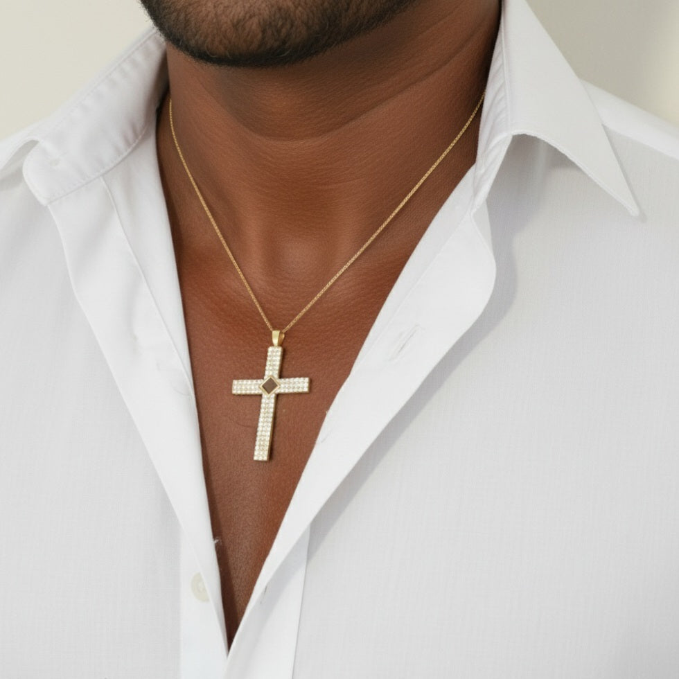 Gemstone Cross  Gold with Diamond 1.1 carat (Color: G, Clarity: VS)