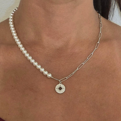 Graceful Harmony Half Link Pearl Necklace