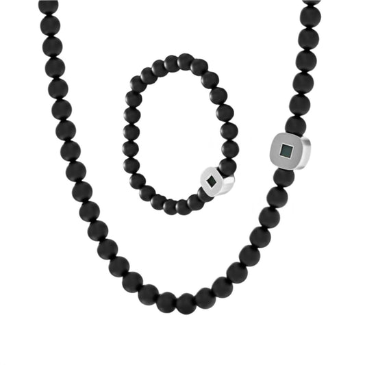 Black Agate Eagle Bracelet & Necklace Set