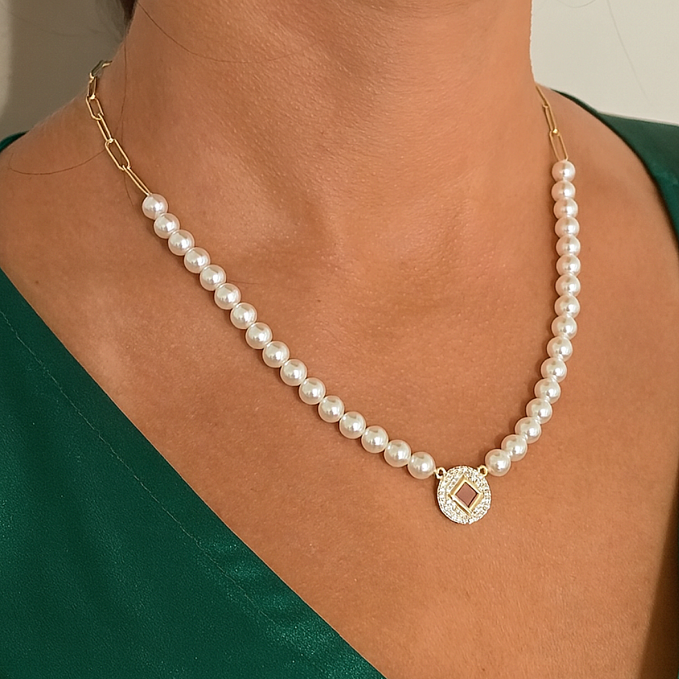 Half Link Pearl necklace