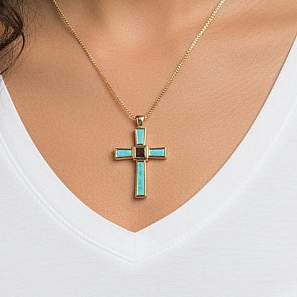Holy World Larimar Cross Necklace