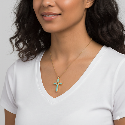Holy World Larimar Cross Necklace
