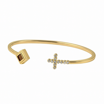 Spirit Cross Gold Bangle with Diamond 0.2 carat (Color: G, Clarity: VS)