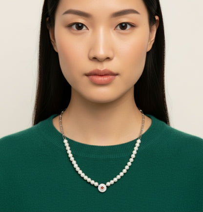 Half Link Pearl necklace