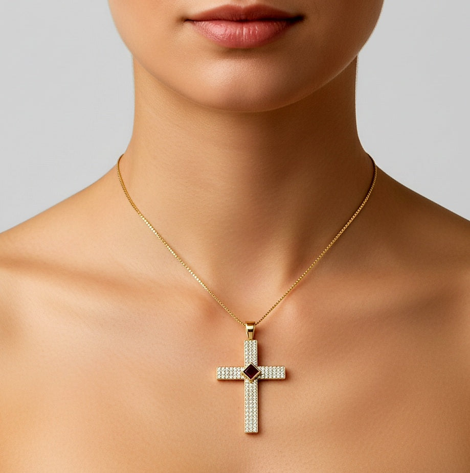 Gemstone Cross Necklace
