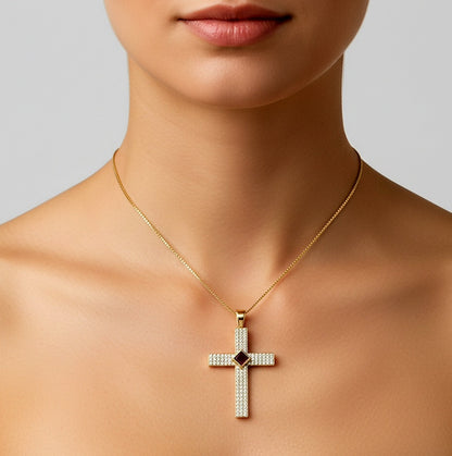 Gemstone Cross Necklace