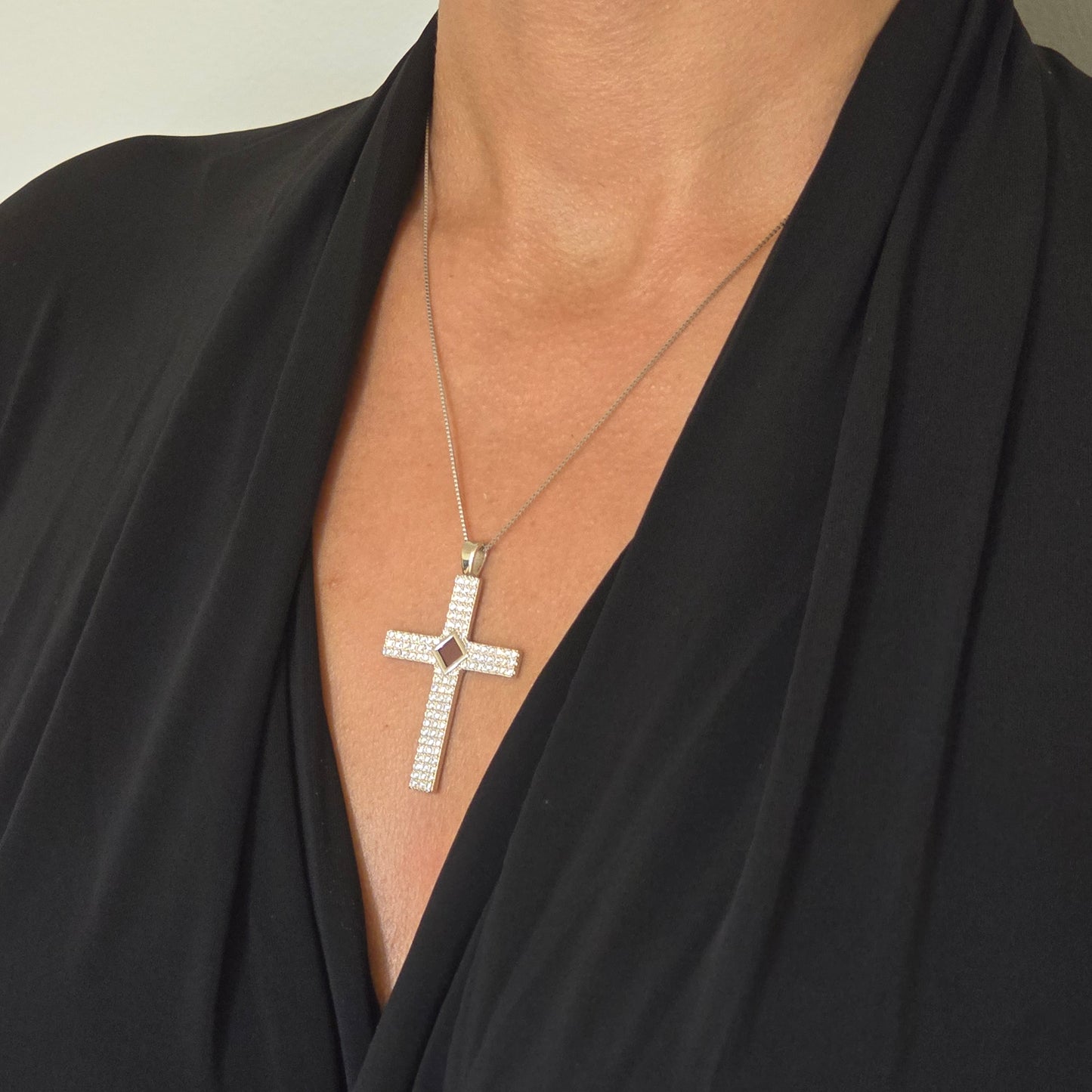 Gemstone Cross  Gold with Diamond 1.1 carat (Color: G, Clarity: VS)