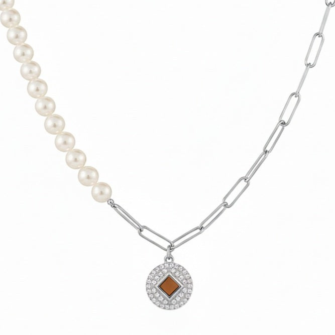 Graceful Harmony Half Link Pearl Necklace