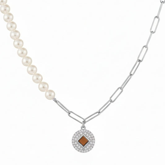 Graceful Harmony Half Link Pearl Necklace