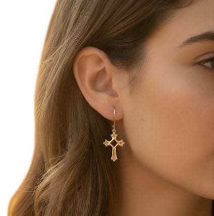 Celestial Cross Larimar Earrings