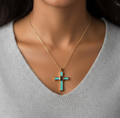 Holy World Larimar Cross Necklace