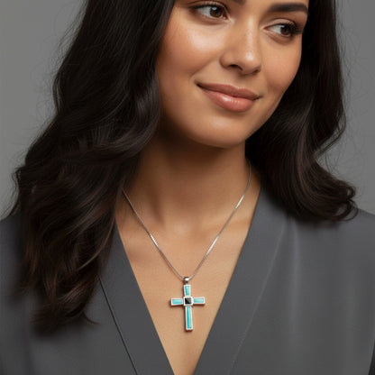 Holy World Larimar Cross Necklace